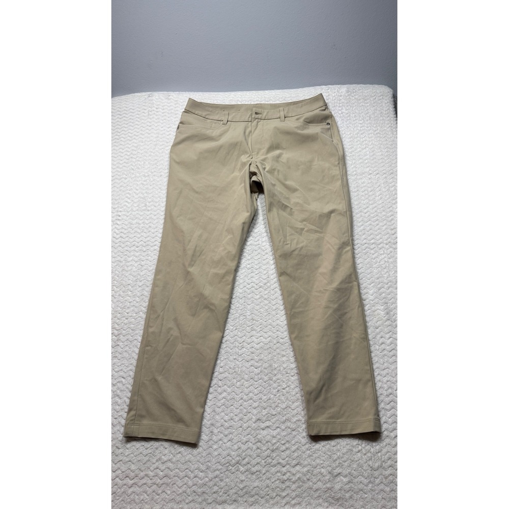 Lululemon Commission Pant Slim 33 x 30 Tan Khaki Warpstreme LM5AQRS Chino Mens